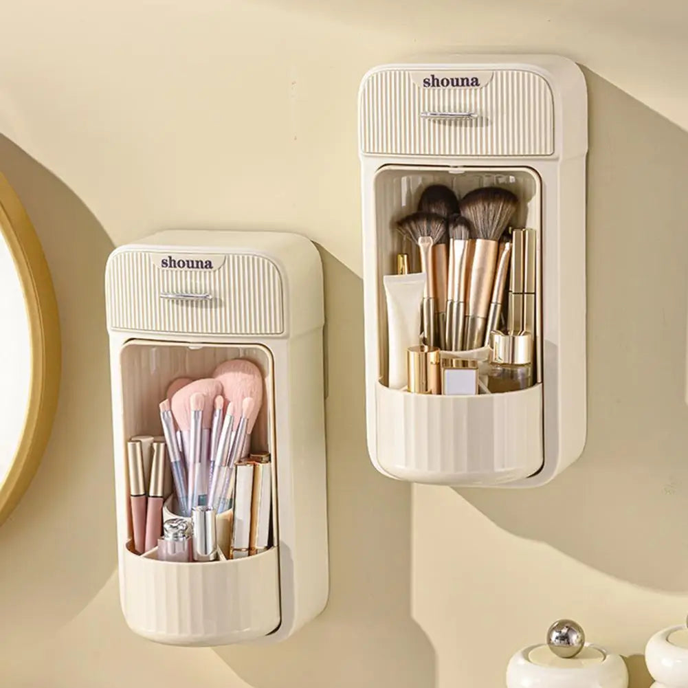 Makeup Brush Holder Space-saving Makeup Brush Holder Rotatable Wall Mounted Makeup Brush Storage Box Dustproof for Brushes