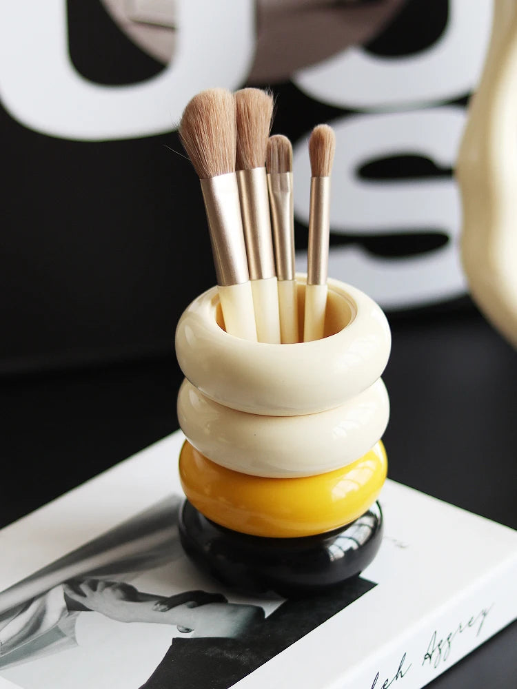 Epeiushome Nordic Ins Style Makeup Brush Storage Cartridge Brush Storage Box Resin Desktop Pen Storage Dressing Table