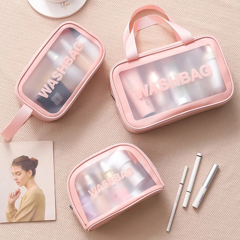 Women Travel Pink White Make Up Bags Girl Cosmetic Bag Makeup Beauty Wash Organizer Toiletry pouch Storage Kit Bath Case