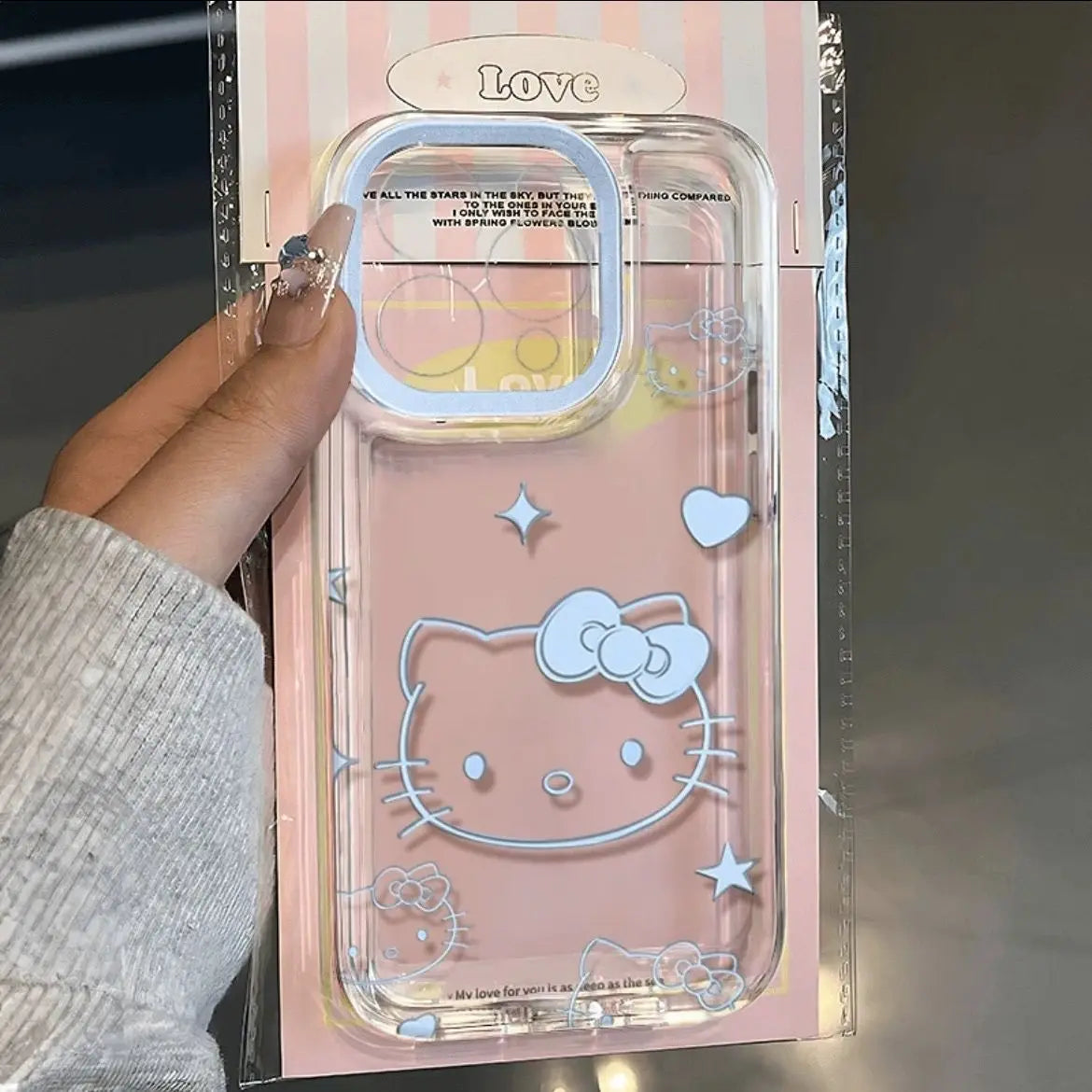 Sanrio Hello Kitty Blue KT Head Phone Case For iPhone 15 14 13 12 11 Pro Max 78Plus XR XS MAX Y2K Girl Cute Anti Fall Back Cover