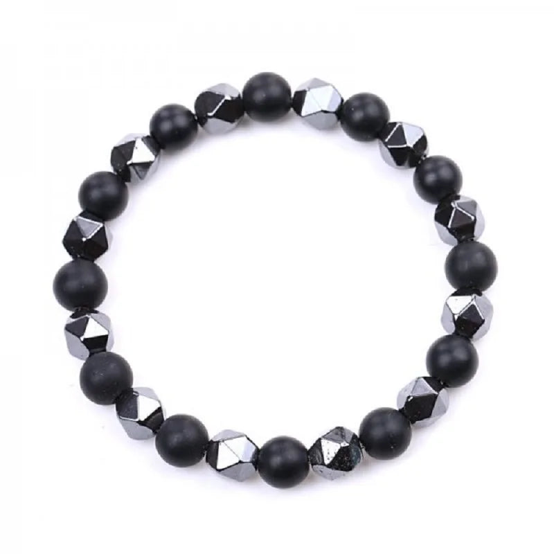 Simple Fashion Black Beaded Bracelets For Men Boys Adjustable Elastic Rope Handmade Natural Stone Bracelet Super Thin Jewelry