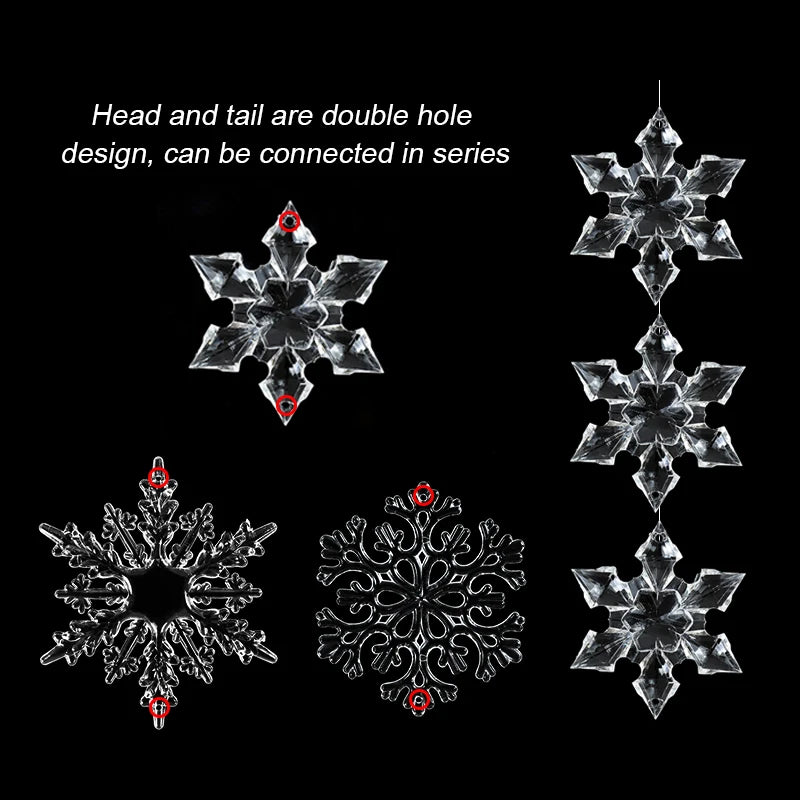 3Pcs Christmas Acrylic Snowflake Ornaments Transparent Xmas Tree Hanging Pendant Christmas Decorations for Home New Year 2024