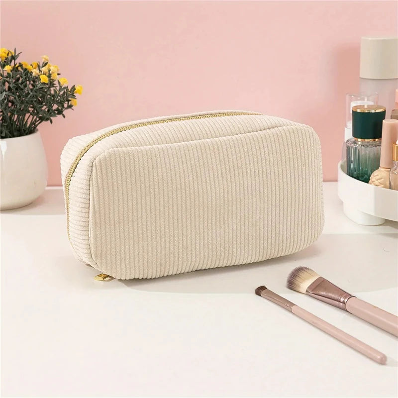 Corduroy Travel Cosmetic Bag Portable Makeup Storage Bag Purses Women Zipper Make Up Organizer Storage Clutch Beauty Case Pouch