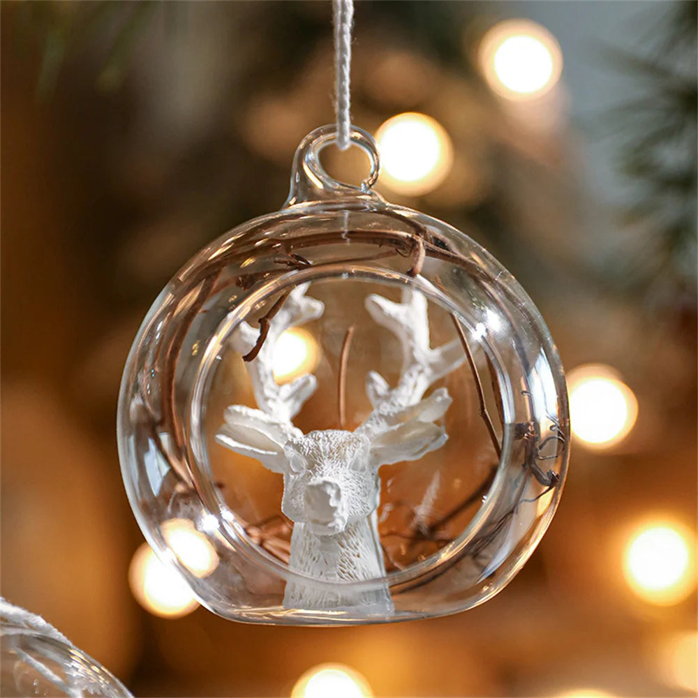 Christmas Ornaments Decorations for Christmas Tree Clear Glass Hanging Balls Xmas Tree Pendant Holiday Home Decor Party Supplies