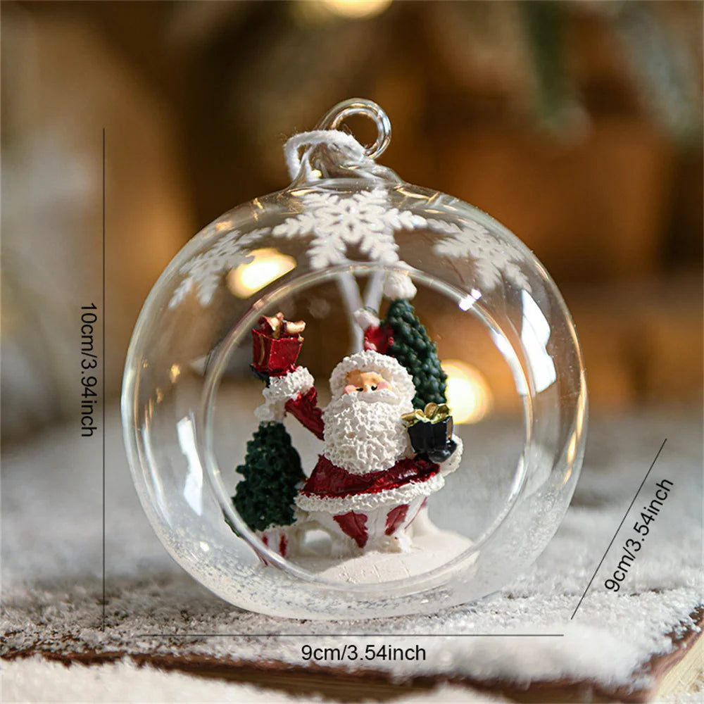 Christmas Ornaments Decorations for Christmas Tree Clear Glass Hanging Balls Xmas Tree Pendant Holiday Home Decor Party Supplies