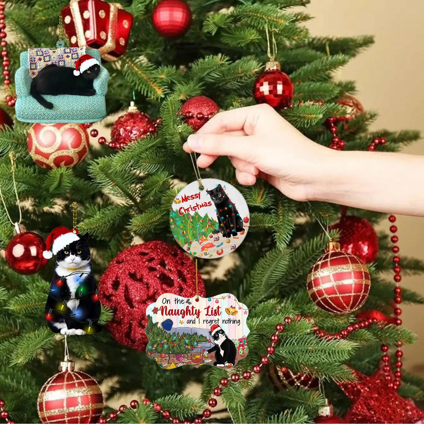 Xmas Black Cat Pendant Christmas Party Decoration Cat Ornament Christmas Tree Hanging Ornaments Christmas Decoration 2023