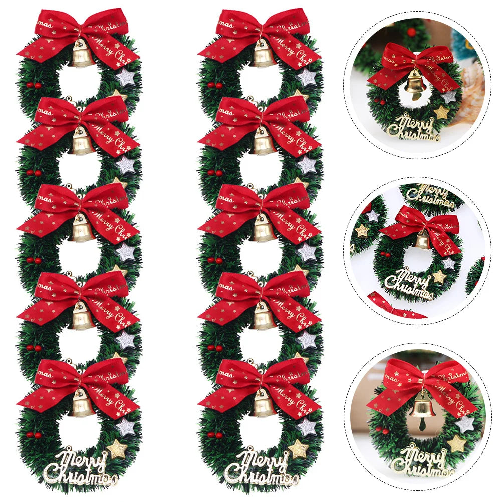 10 Pcs Christmas Wreath Candles Simulated Decor Garland Decorate Hanging Toy Wreaths Plastic Tree Mini House