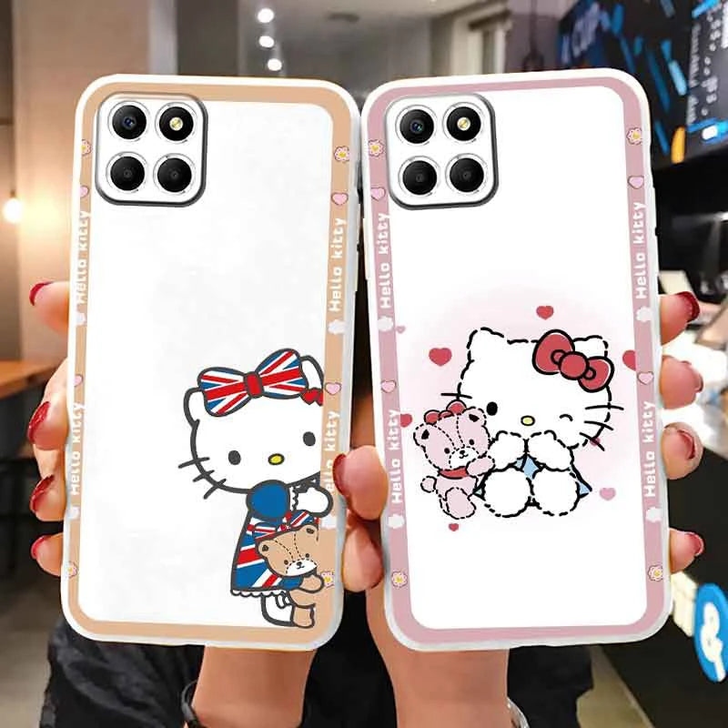 Phone Case for For Huawei Honor X6a X6A Girl Cute Anti-drop Cartoon Cinnamoroll Kuromi Hello Kitty Silicone Siling Printed Cover