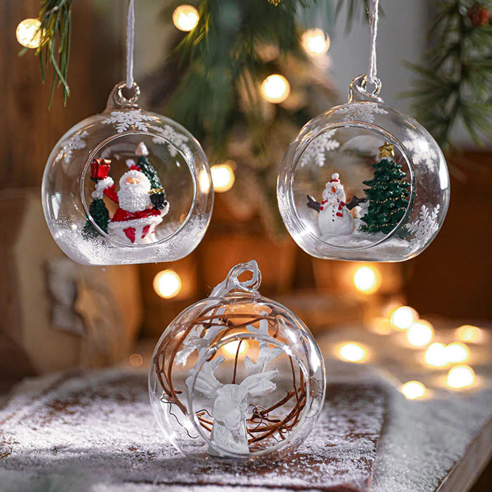 1pcs 9cm Christmas Transparent Ball Clear Baubles Fillable Ball Christmas Trees Hanging Ornament Glass Baubles Balls Party Decor