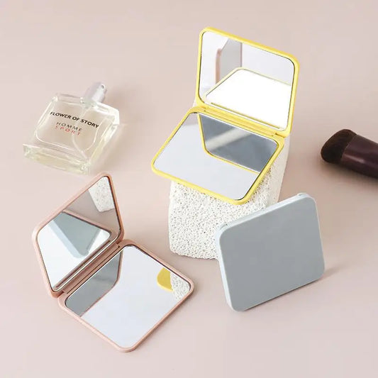 2-face Makeup Mirror Square Portable Cute Girl's Gift Hand Mini Mirror Pocket Double-sided Makeup Mirror Compact Multiple Colors