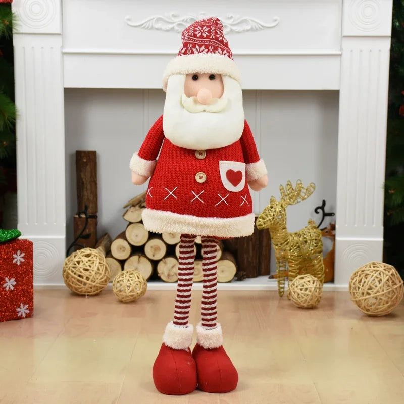 Big Size Christmas Dolls Retractable Santa Claus Snowman Elk Xmas Figurines Christmas Decoration Gift for Kid Xmas Tree Ornament