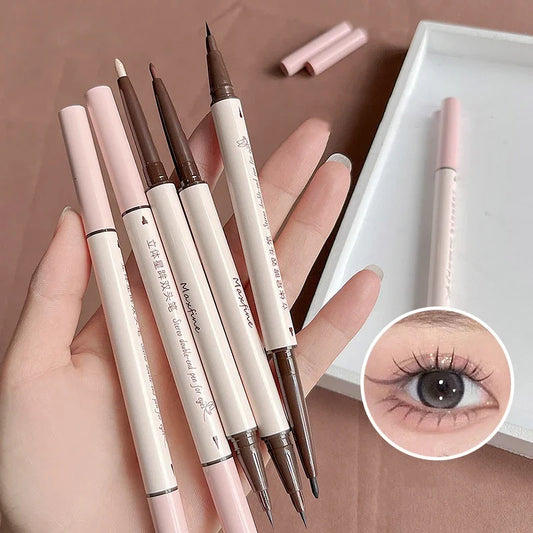 2 In 1 Brown Gel Eyeliner Pencil Ultra-slim Liquid Eye Liner Shadow Pen Smooth High Pigment Silkworm Gel Pen Lasting Eyes Makeup