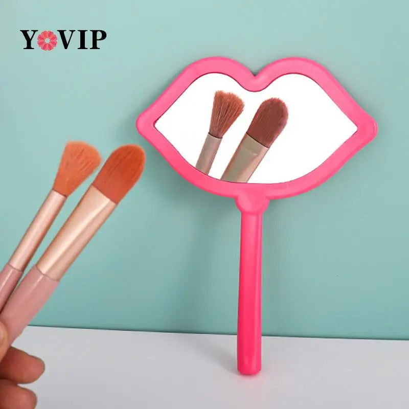 Handheld Makeup Mirror lip shape Makeup Vanity Mirror with Handle Hand Mirror SPA Salon Compact Mirror Cosmetic Mirror for Women