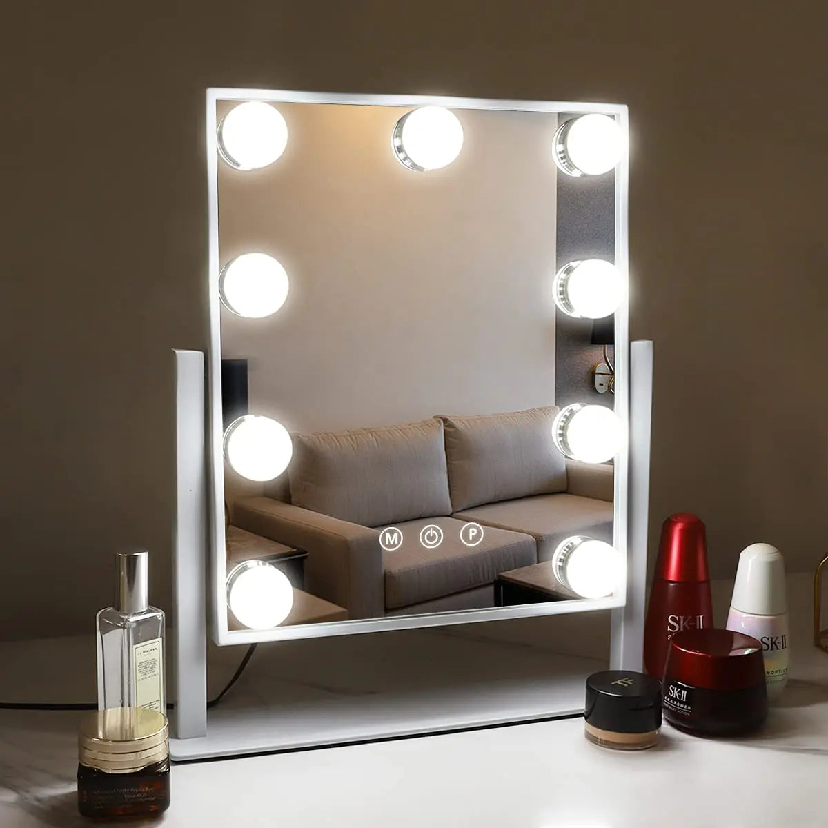 FENCHILIN Hollywood Mirror with Light Lighted Makeup Mirror Vanity Makeup Mirror Smart Touch Control 3Colors Dimable Light