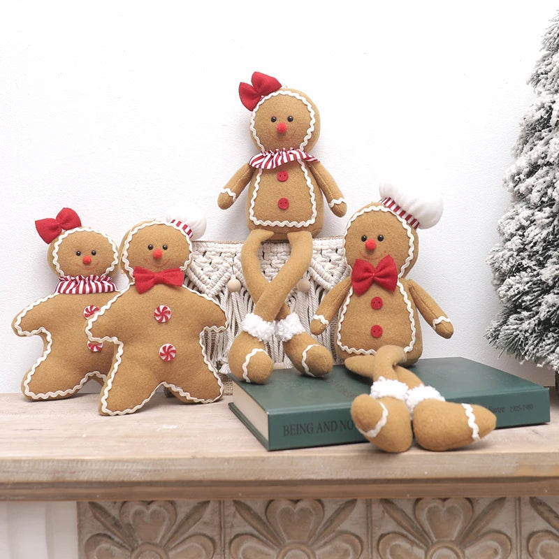 Christmas Decoration Plush Long Leg Gingerbread Doll Xmas Tree Hanging Ornament Pendant Party Kid Toy New Year Gift Navidad 2024