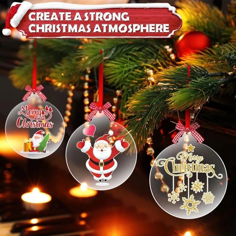 10/5pcs Acrylic Discs Christmas Tree Hanging Ornament DIY Blank Circle Xmas New Year Decor for Home Clear Bauble Ball Crafts