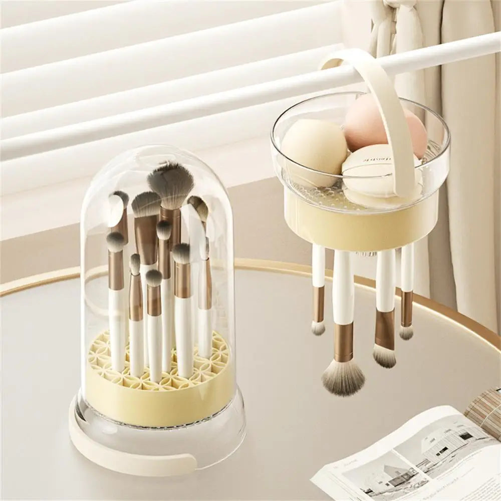 Makeup Brush Holder Makeup Brush And Washer Silicone Beauty Egg Cleaning Tool Set Beauty Brush Bowl Storage Box Desktop Shelf