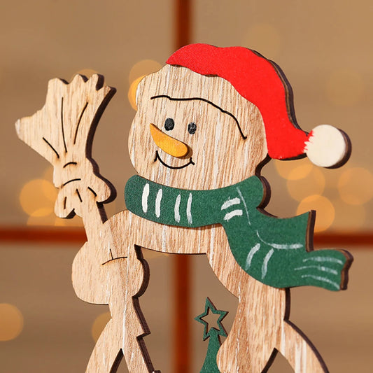 Wooden Snowman / Tree Christmas Decoration DIY Wood Crafts Xmas Ornaments For Navidad Party Home Table Decorations New Year 2023