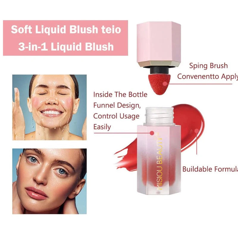 3in1 Liquid Blush Waterproof Blush Stick Contouring Bronzer Long Lasting Highlight Stick Makeup suit All Skin Types Lip Cosmetic