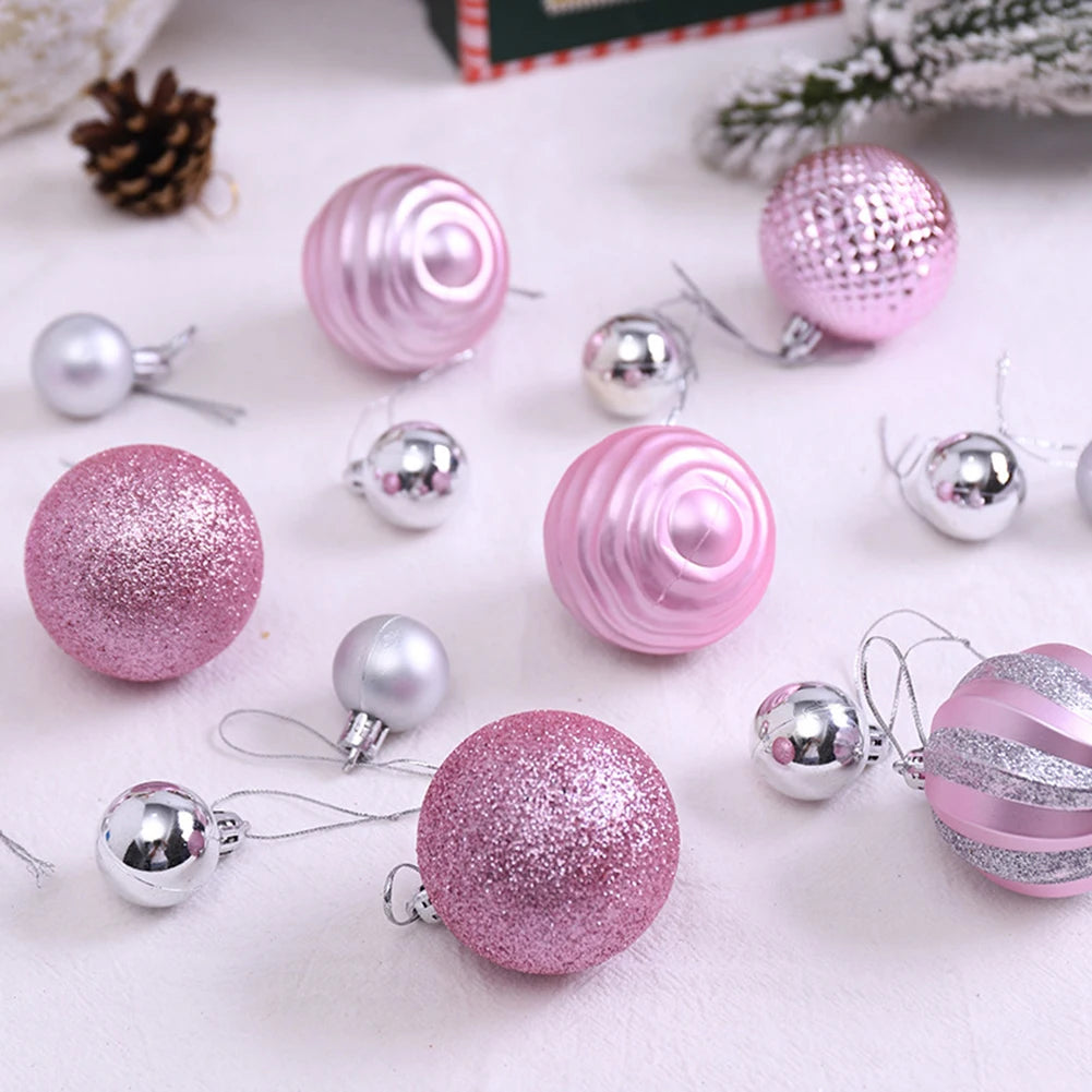 26pcs 3/7cm Christmas Balls Ornaments Xmas Tree Ball Hanging Pendant For Home Xmas New Year Party Decoration Navidad Noel Gifts