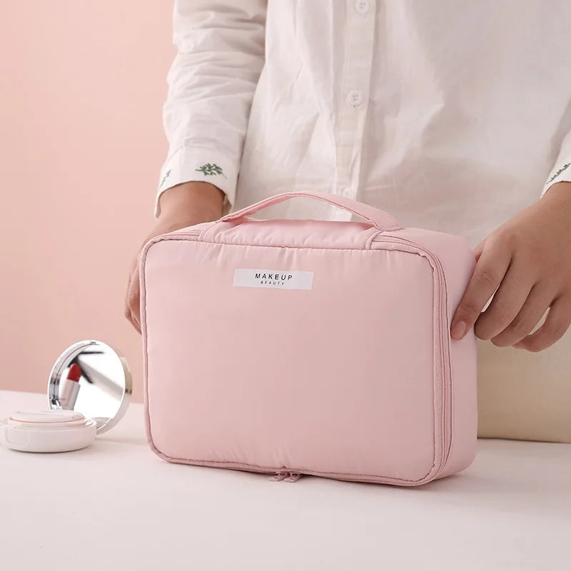 Ladies Portable High Appearance Index Cosmetic Bag Large-capacity Travel Washing Bag Three-dimensional Makeup Storage Bag