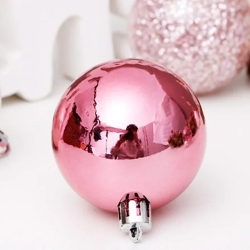 Pink Transparent Ball Christmas Ball Set Christmas Decorations for Home 6cm/30pcs Christmas Tree Pendant Adornos Navideños