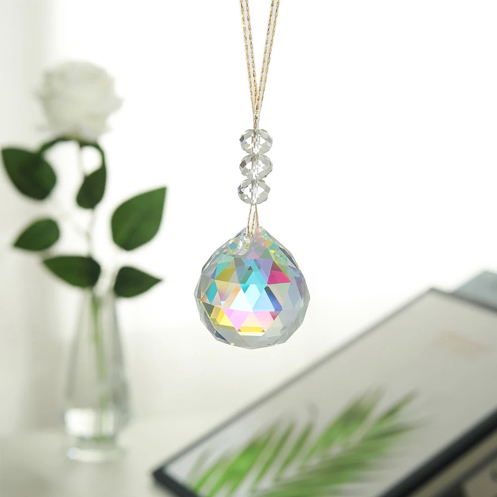 5pcs Crystal Ball Christmas Tree Hanging Pendants Transparent Acrylic Diamond Ornaments Wedding Party New Year Xmas Tree Decor