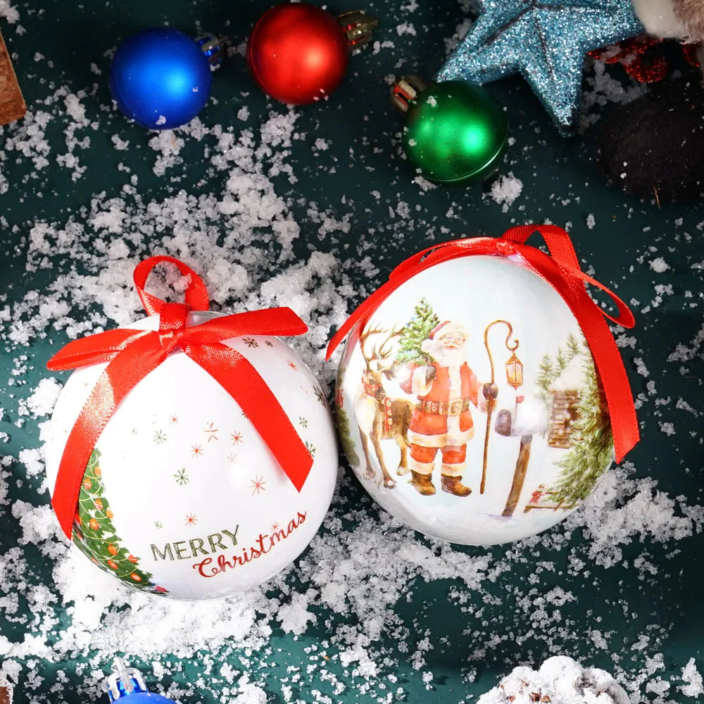 Set of 14pcs Christmas Decorations Balls White Santa Claus Snowman Hanging Ball Decoration for Xmas Tree Ornaments Gifts 8cm