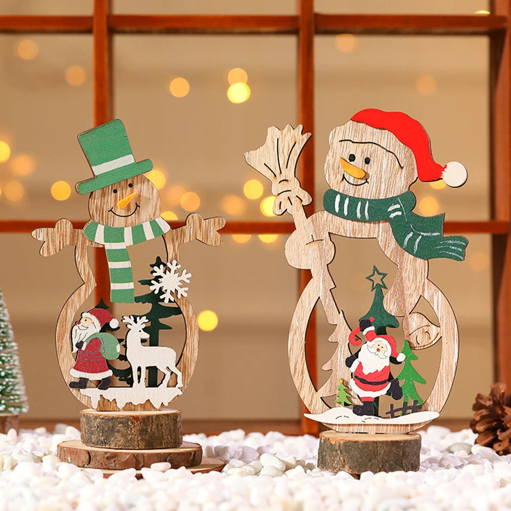 Wooden Snowman / Tree Christmas Decoration DIY Wood Crafts Xmas Ornaments For Navidad Party Home Table Decorations New Year 2023