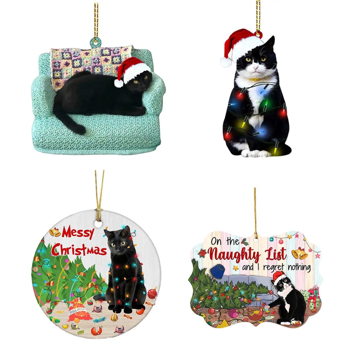 Xmas Black Cat Pendant Christmas Party Decoration Cat Ornament Christmas Tree Hanging Ornaments Christmas Decoration 2023