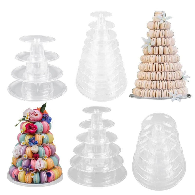 4/6/10 Tiers Round Macaron Tower Stand Desserts Display Rack Cupcake Tree Stands Tray For Wedding Birthday Cake Decorating Tools