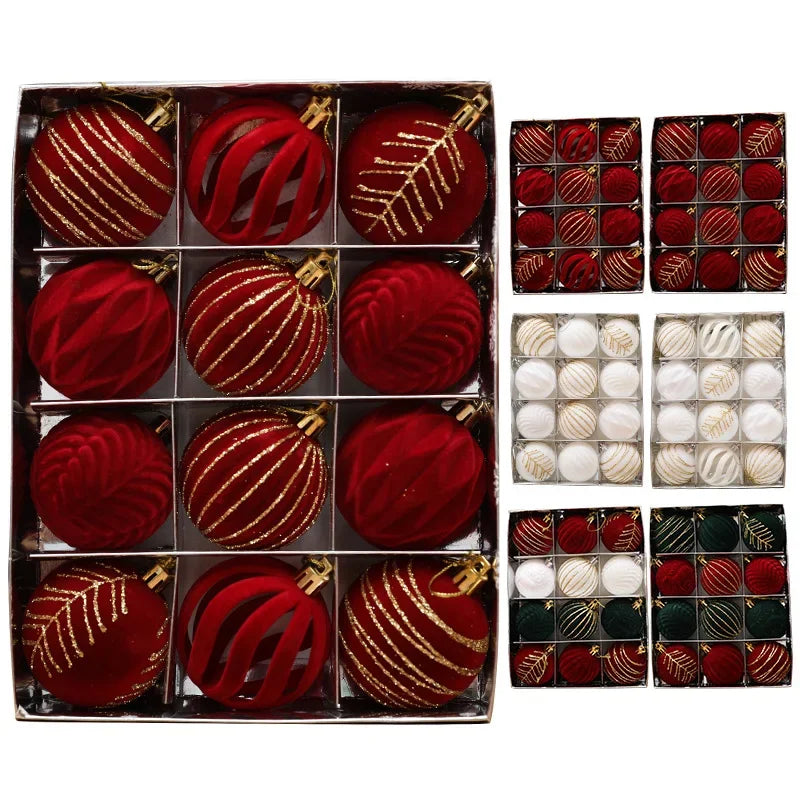 6/12pcs 6cm Wine Red Christmas Ball Ornaments Dark Green White Christmas Tree Party Decoration New Christmas Spheres Pendant