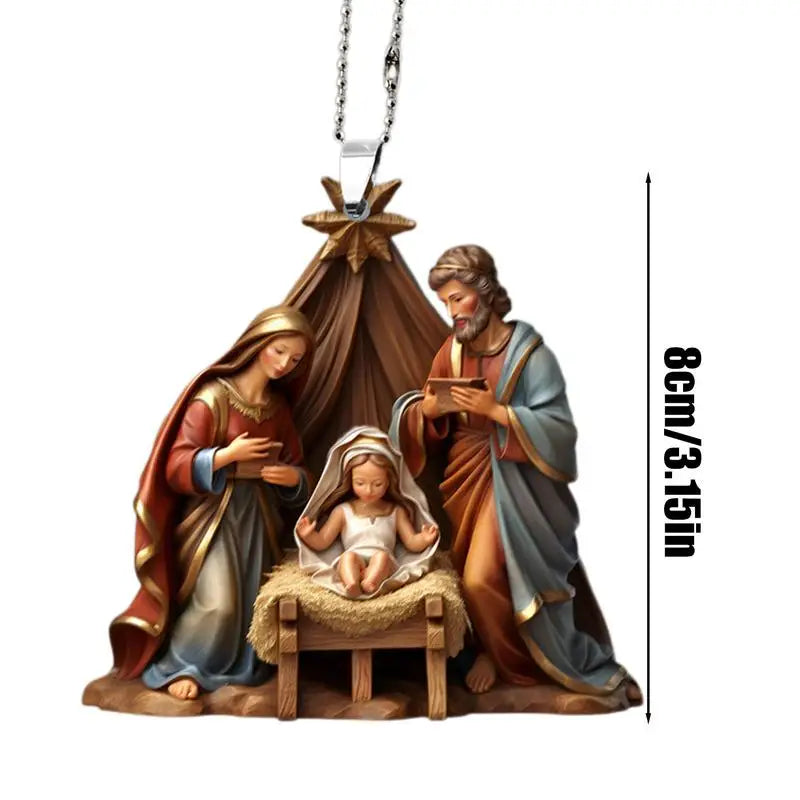 Flat Not 3D Nativity Scene Ornaments The Birth Of Jesus Nativity Scene Acrylic Decoration For Christmas Tree car Decoration