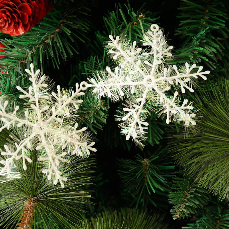 15pcs Plastic Snowflakes Fake Snow Flake 10cm Artificial Snow DIY Handmade Crafts Christmas Trees Ornaments Decorations for Home