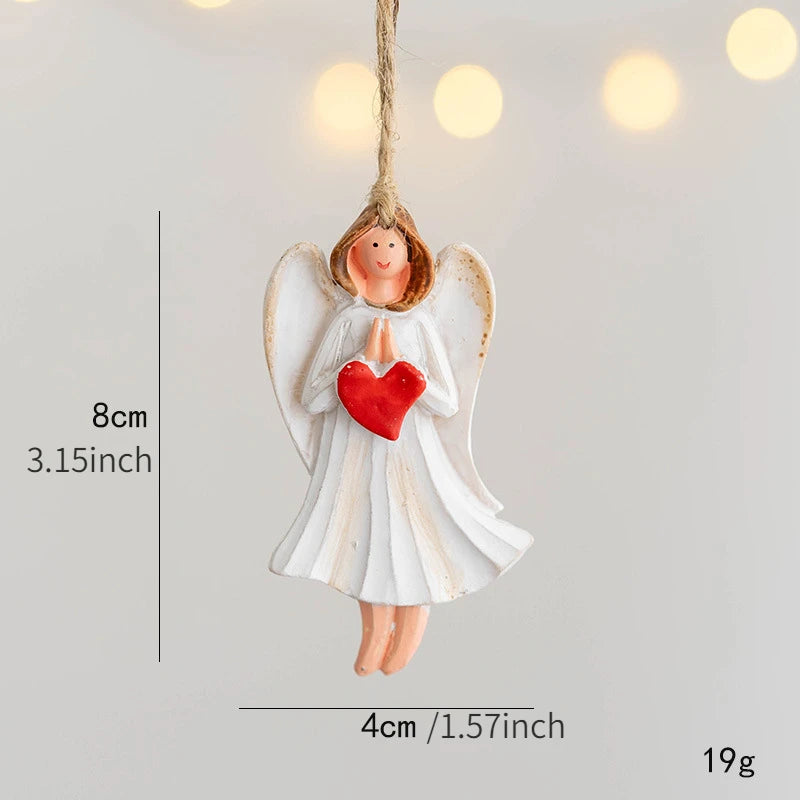 2023 Christmas Ornament Resin White Prayer Angel Hangs Xmas Tree Pendant Personalized Product Hanging Decoration Home Decor