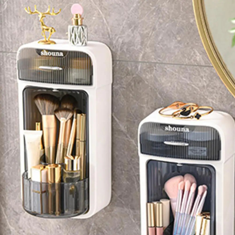 Makeup Brush Holder Space-saving Makeup Brush Holder Rotatable Wall Mounted Makeup Brush Storage Box Dustproof for Brushes