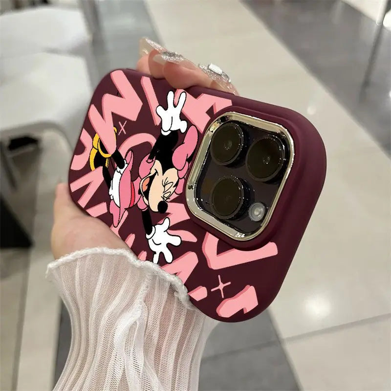 Disney Mickey Minnie Mouse Cute Siliocne Phone Case For iPhone 15 14 13 12 11 Pro Max 7 Plus XR XS MAX  girl Anti Fall Cover