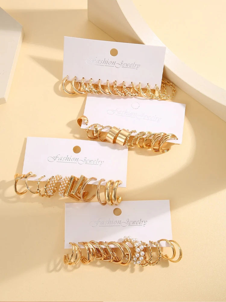 Gold Color Vintage Hoop Earrings