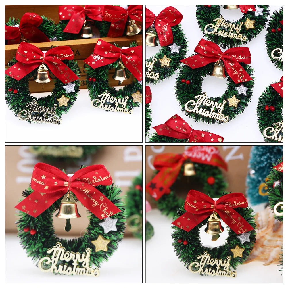 10 Pcs Christmas Wreath Candles Simulated Decor Garland Decorate Hanging Toy Wreaths Plastic Tree Mini House