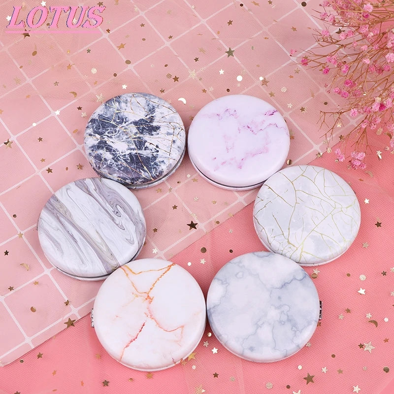 TSHOU664 Marble Pattern Portable Double Sided Mirror Foldable Pocket Makeup Mirror Women Girls Beauty Cosmetic Compact Mirror