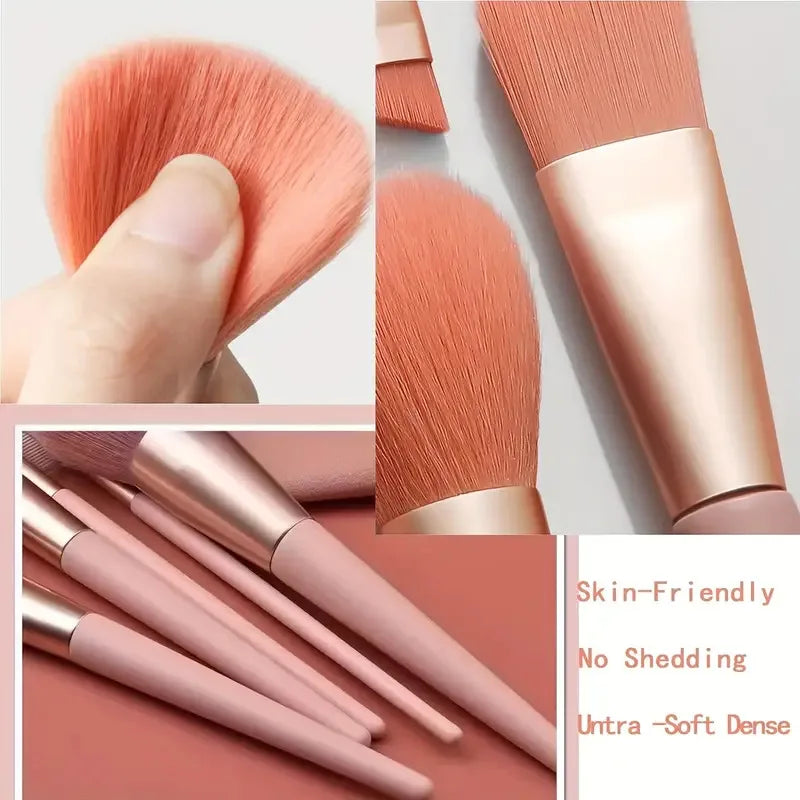 8Pcs Portable Makeup Brushes Eye Shadow Highlighter Foundation Brush Concealer Brush Blush Blush Loose Powder Brush Beauty Tools