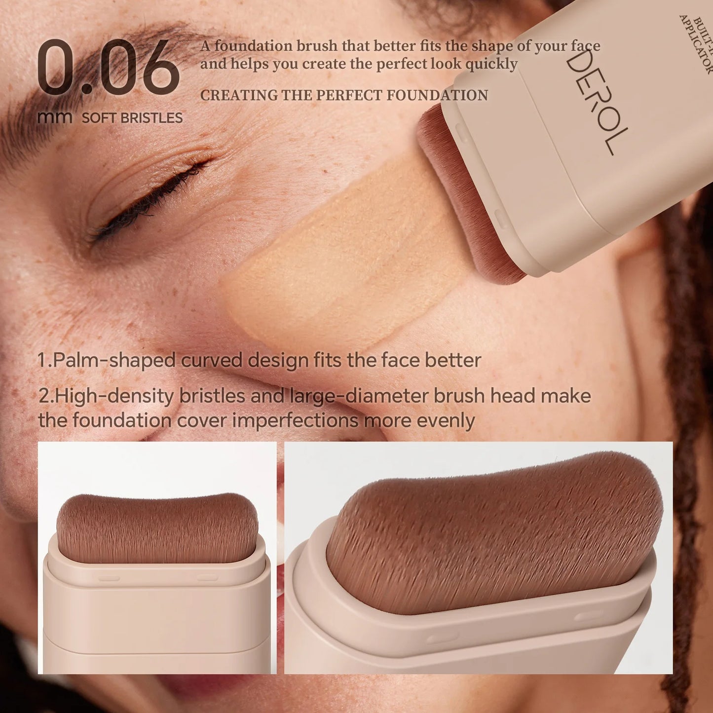 DEROL Magic Eraser Foundation Stick with Brush 5Colors 20g Hydrating Sheer Concealer Foundation Portable Light Silky Texture Hot