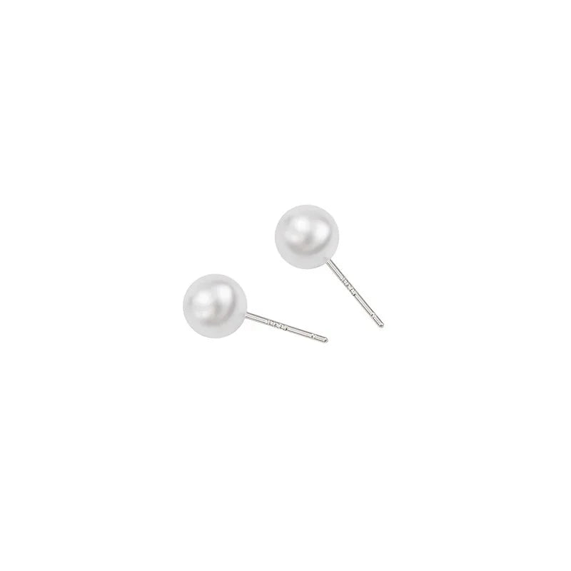 White Round Imitation Pearl Stud Earring for Women Elegant Romantic Temperament Brincos Ear Jewelry Accessories Wedding Gift