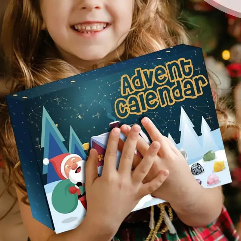 Christmas Advent Calendar 24 days Countdown Calendar Natural Crystal Gemstone Stone Minerals Collection Box Christmas Kids Gift