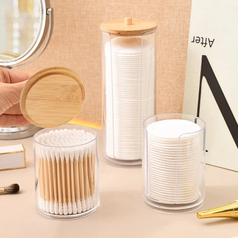 Makeup Organizer Cosmetic Storage Box Cotton Swab Holder Cotton Ball Cotton Pad Box Clear Plastic Box With Lid Dust-proof