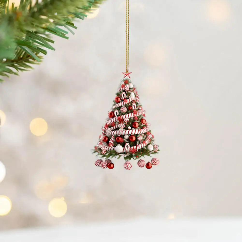 Christmas Tree Pendant Handcrafted Christmas Tree Decoration Acrylic Christmas Tree Ornament Xmas Balls Candy Cane Star Design