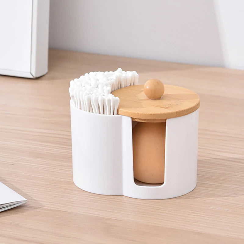 Cotton Round Pad Holder Powder Puff Storage Box Home Cotton Swab Box Makeup Organizer Dustproof Portable Durable Bathroom Jar