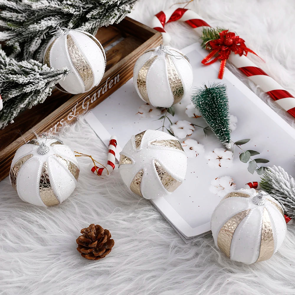 1/2/3pcs 8cm Red White Christmas Balls Christmas Tree Hanging Ornaments Christmas Party Decorations New Year Noel Navidad 2024