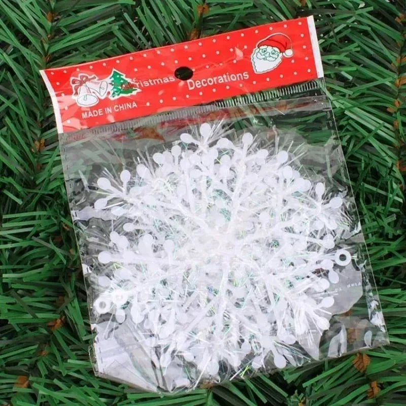 Artificial White Christmas Snowflakes Ornament for Xmas Tree Hanging Pendents DIY Fake Snow Flake New Year Party Home Decoration