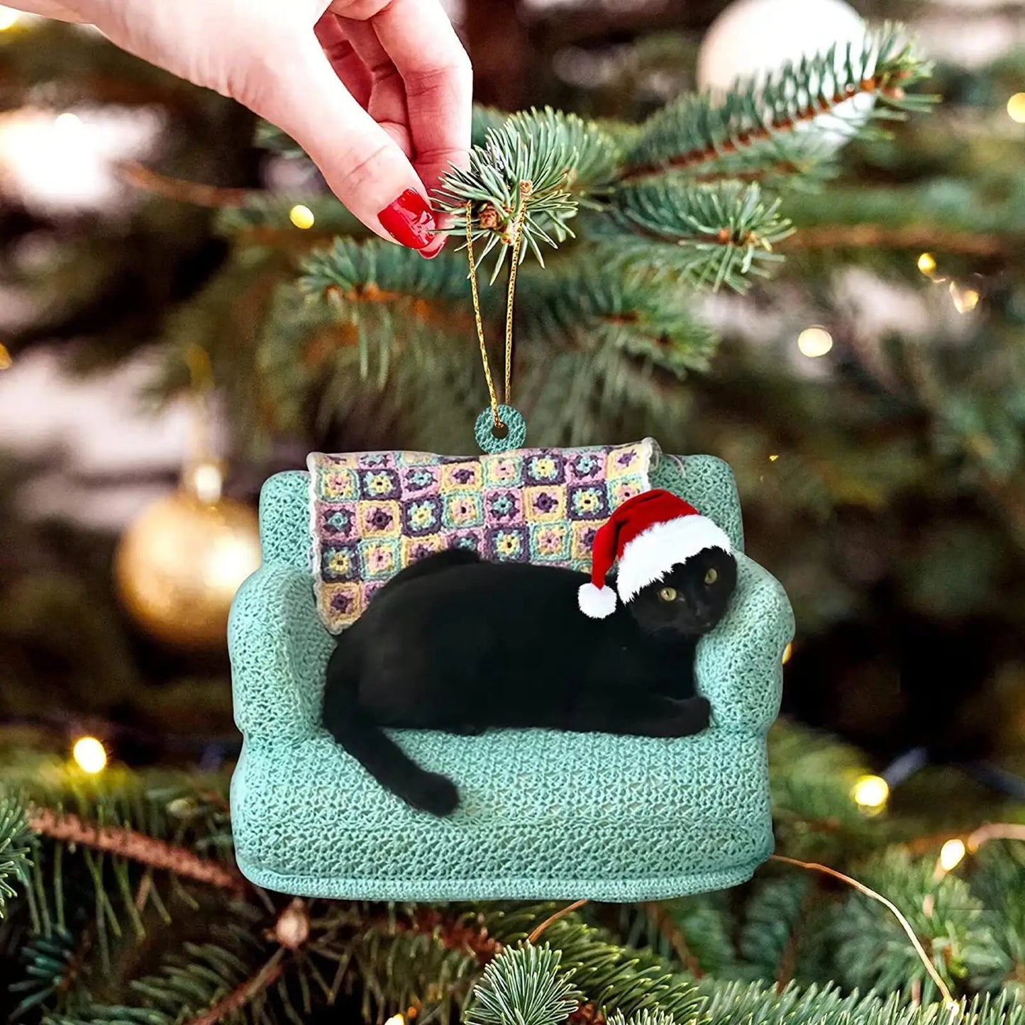 Xmas Black Cat Pendant Christmas Party Decoration Cat Ornament Christmas Tree Hanging Ornaments Christmas Decoration 2023